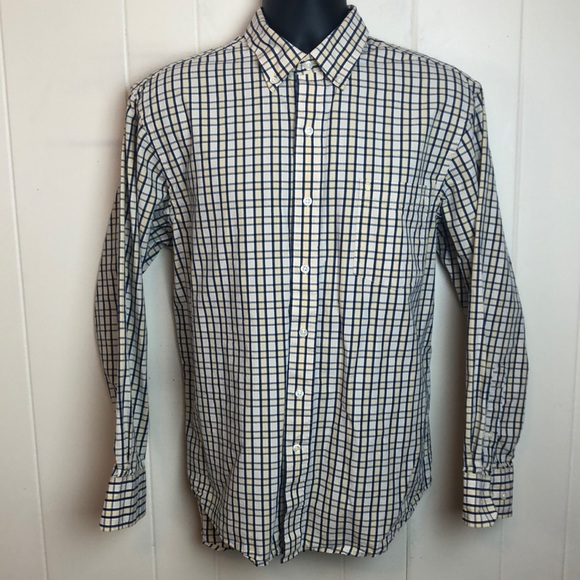 Izod Other - Izod Long Sleeve Buttondown Shirt Sz L Large Yellow Blue Plaid